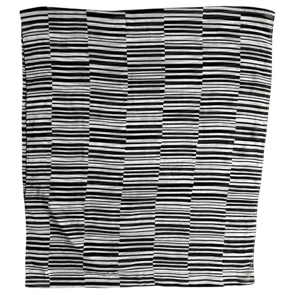 Calvin Klein Scarf Polyester Black White Horizontal Stripe Lightweight OS